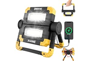 AT-MIZHI Foco LED recargable de 20W, súper brillante, con rotación de 360°, plegable, resistente al agua, adecuada para reparación de automóviles, camping, senderismo y como fuente de energía de emergencia