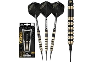 Mission Darts D9391 Onza | 20g Professional Soft Tip Darts Set Including Brass Barrels, Points and Flights, M3, Black/Gold