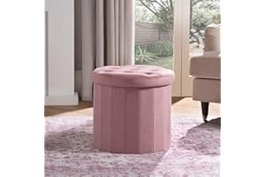 OHS Cube Ottoman Storage Box Matte Velvet, Upholstered Storage Ottoman Space Saving Footrest with Hidden Storage & Lid For Livingroom Bedroom or Office, Pink - One Size