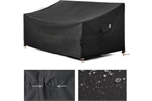 ‎F&J OUTDOORS F&J Outdoors Gartensofa Abdeckung Wasserdicht Bank Abdeckungen 2-3 Sitzer Patio Stoff Sofa Abdeckungen Outdoor-Möbel Cinched Taille Winddicht Protector Schwarz,147x89x64/89cm