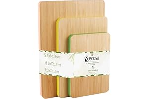 ECOSA Deska do krojenia, 3-częściowy zestaw z ekologicznego bambusa, deska do krojenia, deska do krojenia, deska do krojenia, deska do serwowania, przyjazna dla środowiska, trwała, wytrzymała