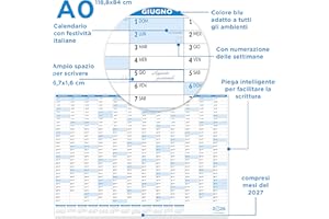 IL CALENDARIO POSITIVO Calendario 2026 da Muro 118 x 84 cm Planner | Positivo | Piegato | Formato da Parete Maxi A0