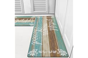 HEBE Anti Fatigue Kitchen Rug Sets 2 Piece Non Slip Kitchen Floor Mats Farmhouse Kitchen Rugs and Mats Heavy Duty Comfort Foam Rug Carpet for Kitchen Sink Laundry Room 18"x28"+18"x48"