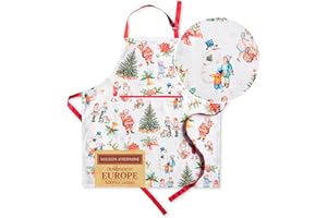 Maison d' Hermine Grembiule da cucina, 100% cotone, 1 pezzo con collo regolabile, tasca centrale per donna/uomo, chef, cucina