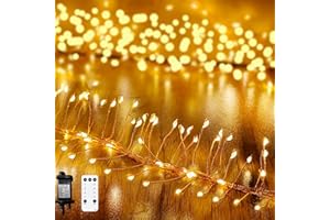 Neonawall Fairy Lights, 200 LED, 3m, Firecrackers String Cluster Light, Waterproof with 8 Modes for Christmas Tree, Garden, Curtain, Gazebo Decorations, Warm White