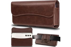 INGIDO Mobile Phone Belt Bag Premium Leather Case with Belt Clip Mobile Phone Case for iPhone 15 Pro Max 14 Pro Max 13 Pro Max 12 Pro Max 11 Pro Max 15 Plus 14 Plus, Galaxy S24 Plus, S23 Plus, Brown L