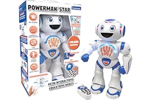 Lexibook, Powerman® Star, Ferngesteuerter Roboter, Sprechen und Gehen, programmierbar, für Kinder 4+, niederländische Version, Weiß/Blau, ROB85FR