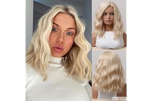 Kellynee Medium Blonde Wig - Shoulder Length Golden Wigs for Women, Short Curly Synthetic Heat Resistant Hair, Natural Cute Wigs for Daily/Halloween/Party/Cosplay