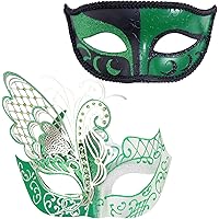 Couples Emerald Green Masquerade Mask Set | Masquerade Store - View #5