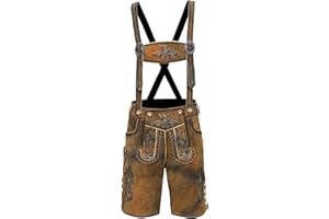 Bavarianland Men's Lederhosen Real Suede Leather with Matching Suspenders Shorts.
