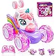 Kikikid Unicorn Remote Control Car for Girls, 360° Rotating 4WD Stunt RC Cars with Cute Lights, Rechargeable Car Toys Birthday Gifts for Kids Girl Age 3 4-6 6-8