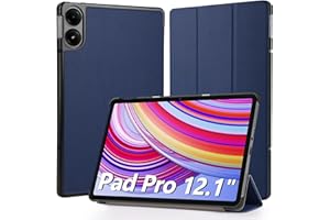 Hianjoo Etui kompatybilne z Xiaomi Redmi Pad Pro 12,1", ultra cienkie, skórzane, z funkcją stojaka, kompatybilne z Xiaomi Redmi Pad Pro 12,1", ciemnoniebieskie