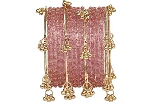 KAYASHA Kashmiri Ghungroo Glass Bangle Set for Women| Light Weight Bangles | Traditional Transparent Fancy Glass Chudi Set for Wedding, Party