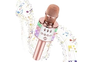 Kussla Karaoke Mikrofon Kinder, Bluetooth Mikrofon Kabellos Geschenke Spielzeug für Teenager Mädchen Jungen, Karaoke Maschine Microphone Lautsprecher für Home Party KTV Kompatible App Android IOS