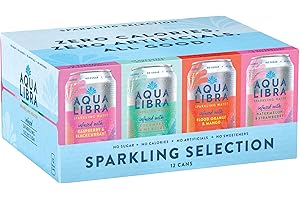 Aqua Libra Variety Pack, Cucumber, Mint & Lime, Raspberry & Blackcurrant, Orange & Mango & Strawberry & Watermelon 330ml (Pack of 12)