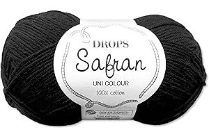 Frida's Wollhaus Drops Safran Coton pour bébé - 50 g - Fil d'été pour tricot et crochet - 43 couleurs (16 - Noir)