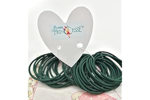 LA PETITE PRINCESSE 36 Thin Soft 2mm Snag Free Endless Hair Elastics Bobbles Bands School Uniform Reception and nursery girls Hair Ties (Dark Green Bottle)