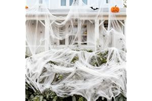 AeLion 60g Halloween Decorations Outdoor Spider Web Cobweb 40 pcs Fake Spiders, Stretchable Halloween Party Orament for Indoor Haunted House Decor Trick-or-treat Supplies