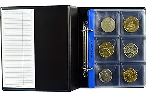 PELLER'S Album per la Collezione, 60 Tasche per Monete Grandi Fino a 48mm: fiches per Casinò e Poker, geocoins. 10 Fogli.