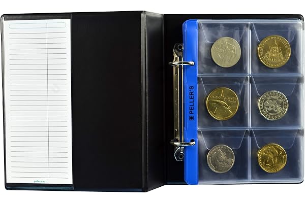 Album de Collection, 60 Pochettes pour Monnaies ou jetons jusqu'à 48 mm de diamètre. Classeur S avec 10 Feuilles.