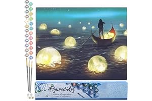 Figured'Art Paint by Numbers for Adults Moon Lake 40x50cm - Craft Art Painting DIY Kit Rolled Canvas without frame
