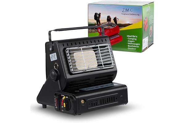 Z.M.C Chauffage à Gaz Portable 2 en 1 Avec Connexion GPL - Chauffage de Camping 1,3 kW Pour Extérieur, Mobile Avec Allumage Piézo
