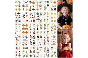 Alaoo Halloween tillfälliga tatueringar, 30 ark tillfälliga tatueringar barn, B