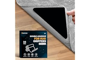 AMERITINS Rug Gripper Pack of 24, Rug Grippers for Laminated floor, Triangle Pads for Wooden Laminate Floors, Non-Slip, Washable Carpet Tape for Corners