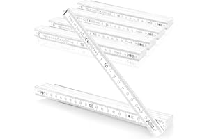 Robin Goods® 5X Metro Pieghevole con Legno di faggio da silvicoltura sostenibile - Metro Pieghevole 2 Metri con 10 sezioni - Metro metrico in Bianco (05 Pezzi - Bianco - Senza Motivo)