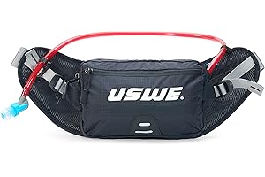 USWE Zulo Sac d'hydratation avec organiseur et poches latérales, ceinture anti-rebond (2 L, noir)