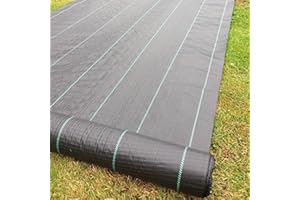 Yuzet 1m x 100m Black 100gsm Heavy Duty Weed Control Fabric, Ground cover Membrane, UV stabilised Weed Barrier Fabric. Under Patios, Garden, Flower beds, Landscaping - weed suppressant membrane