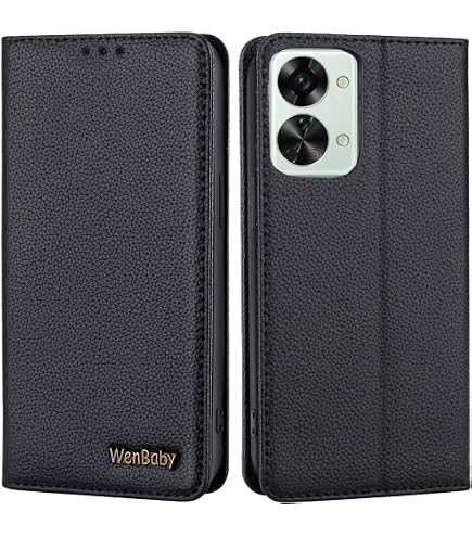 WenBaby Lederhülle Für OnePlus Nord 2T 5G | Mit RFID-Schutz & Standfunktion | Echtleder & TPU