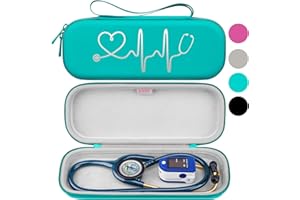BOVKE Stethoscope Case, Lightweight Slim Stethoscope Holder for 3M Littmann Classic III, Lightweight II S.E, Littmann Cardiology IV, MDF Acoustica Deluxe Stethoscopes, Emerald