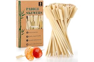Aodaer 100 Pieces Bamboo Paddle Skewers 9CM Natural Wooden Cocktail Sticks BBQ Skewers Food Picks for Barbeque, Kebabs, Cocktails Buffet Party