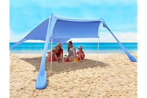 FBSPORT Tenda da spiaggia portatile tenda parasole spiaggia con protezione dai raggi ancoraggi per la sabbia e barre in alluminio per spiaggia cortile campeggio pesca e picnic