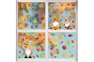 ENAIAH 6 sztuk naklejek na okno na Święto Dziękczynienia – jesienne naklejki na okno, jesień, liście, naklejki na okno, dekoracja na okno, jesień, samoprzylepne, dekoracja na Święto Dziękczynienia (B)