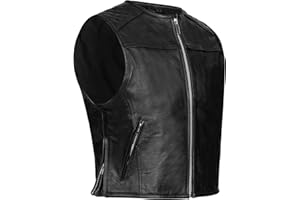 PAULGOS Lederweste Weste Kutte Leder Biker Rocker Motorrad Clubweste Bikerweste Motorradweste Schwarz BW9