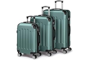 LALAHO Set de 3 Valises de Voyage, Valise Grande Taille, Valise Grande Taille & Cabine, ABS avec Coins Renforcés, roulettes Pivotantes 360° (Turquoise)