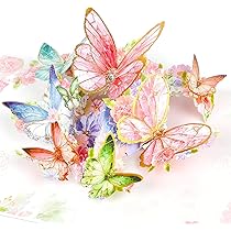 Carte Fleur Papillon, Carte De Vœux 3D, Cadeau Unique Pour Dames Filles