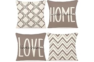 YCOLL Federe Cuscini Divano 45 x 45 Set di 4 Cuscini per Divano in Lino Cuscini da Esterno Cuscini Decorativi Motivo Geometrico Cuscini Divano Soggiorno da Letto Copricuscino 45 x 45 Cachi