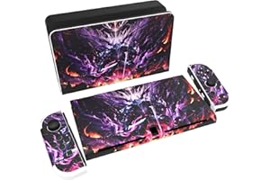 playvital Full Set Protective Stickers for Nintendo Switch OLED Model, Customized Vinyl Decal Skins for Switch OLED Console & Joycon & Dock & Grip - Evil Knight