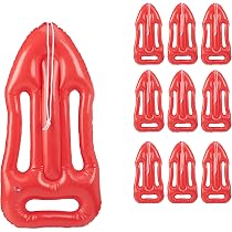 Pack De 3 Boyas Salvavidas Hinchables De PVC Sin BPA Para Disfraz De Socorrista - Accesorio De Fiesta Y Playa Con Cuerda, Color Rojo, 64x30 Cm