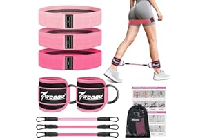 WOQQW Resistance Bands Set for Women - Exercise Bands With Ankle Straps for Legs & Glute Workout, Fabric Booty Bands, Home Gym Fitness Equipment for Hip, Pilates, Yoga, Physical Therapy, Stretch