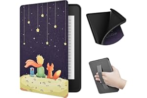 ERUNTO Custodia per il nuovissimo Kindle da 6 pollici (versione 2022), Cover in TPU con trama in tessuto e cintura sul retro, Cover magnetica con funzione sveglia/sonno intelligente(Little Prince)