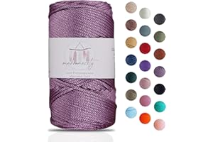 Makromecity Makramee Garn 2mm x 115m Premium Polyester Macrame Cord Polypropylene Yarn für Handwerk Wohndekorationen Platzteller Umhängetasche Handtasche Runner Schnullerkette 20 Farbe