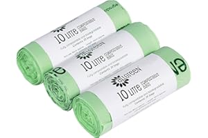 10 Litre x 75 All-Green Compostable Bags - Kitchen Caddy Liner - Food Waste Bin Liners - EN 13432-10L Bags with Composting Guide