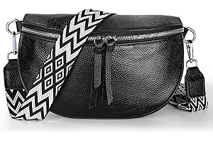 Cokaca Kleine Umhängetasche Damen, Leder Bauchtasche Damen Stylisch, Crossbag Damen mit Münzbeutel Schwarz Gürteltasche mit Wechselgurt ideal für den Alltag und auf Reisen