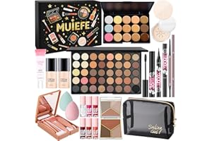 Muiefe Set Trucchi Donna, Kit Make Up Completo, Tutto in Uno Trousse Trucchi Ragazza con Palette Ombretto Paletta Correttivi Contouring Fondotinta Mascara Gloss Labbra Liner Occhi Matite Ssopracciglia