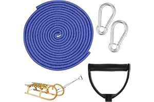 XIABYAYU Sledge Rope, Sledge Cord, 4 m Sledge Lead, Sledge Rope with Handle and Carabiner, Sledge Accessories, Cord for Sledge, Sledge Rope, Pull Rope for Sledge and Toboggan in Winter