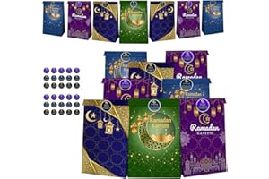 ONEHAUS 30 Mubarak Geschenktüte zum Befüllen Kinder Ramadan Deko- Geschenktaschen zu Ramadan Geschenkboxen Partytüten mit Aufklebern - Perfekte Dekorationen & Zubehör für muslimische Festlichkeiten
